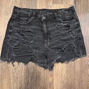 American Eagle Outfitters Black Distressed Denim Cutoff Shorts